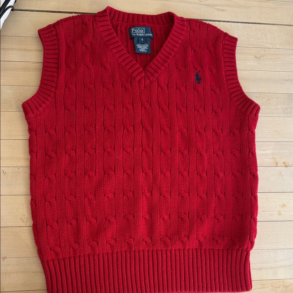 Polo by Ralph Lauren KIDS V-Neck Red Sweater Vest